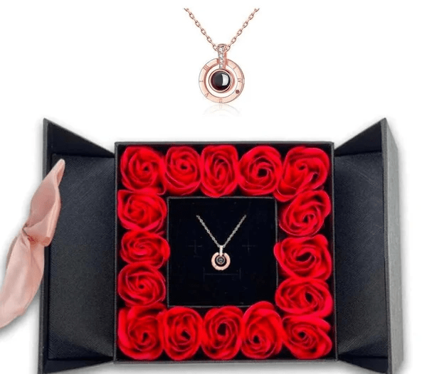 BowLift | Necklace, "I love you" in 100 languages - Unique gift set