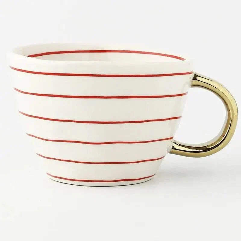 BowLift | Hand‑Painted Ceramic Mug with Gold Handle