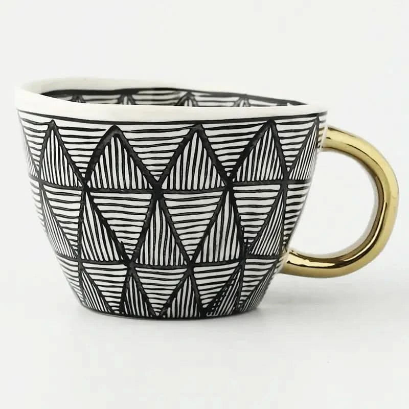 BowLift | Hand‑Painted Ceramic Mug with Gold Handle