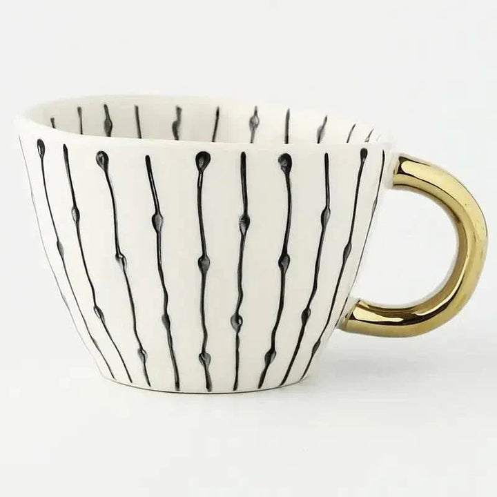 BowLift | Hand‑Painted Ceramic Mug with Gold Handle