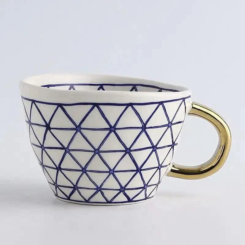 BowLift | Hand‑Painted Ceramic Mug with Gold Handle