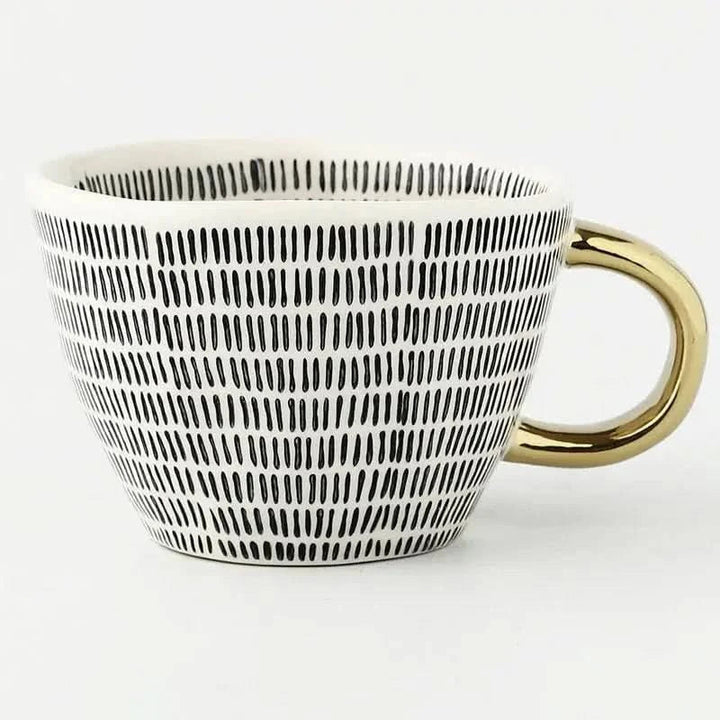 BowLift | Hand‑Painted Ceramic Mug with Gold Handle