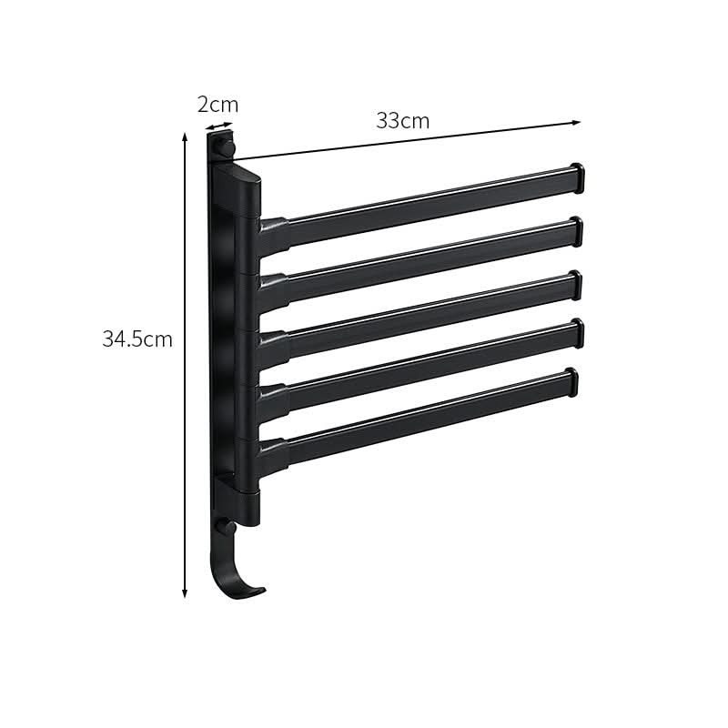 BowLift | TidyRack 5-Arm Towel Organizer – Space-saving Towel Holder in Matte Black