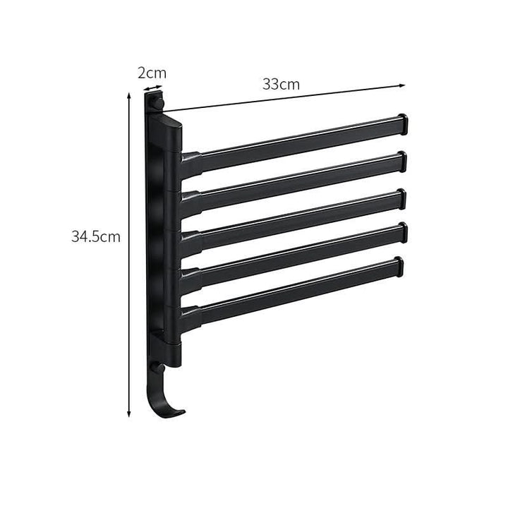 BowLift | TidyRack 5-Arm Towel Organizer – Space-saving Towel Holder in Matte Black
