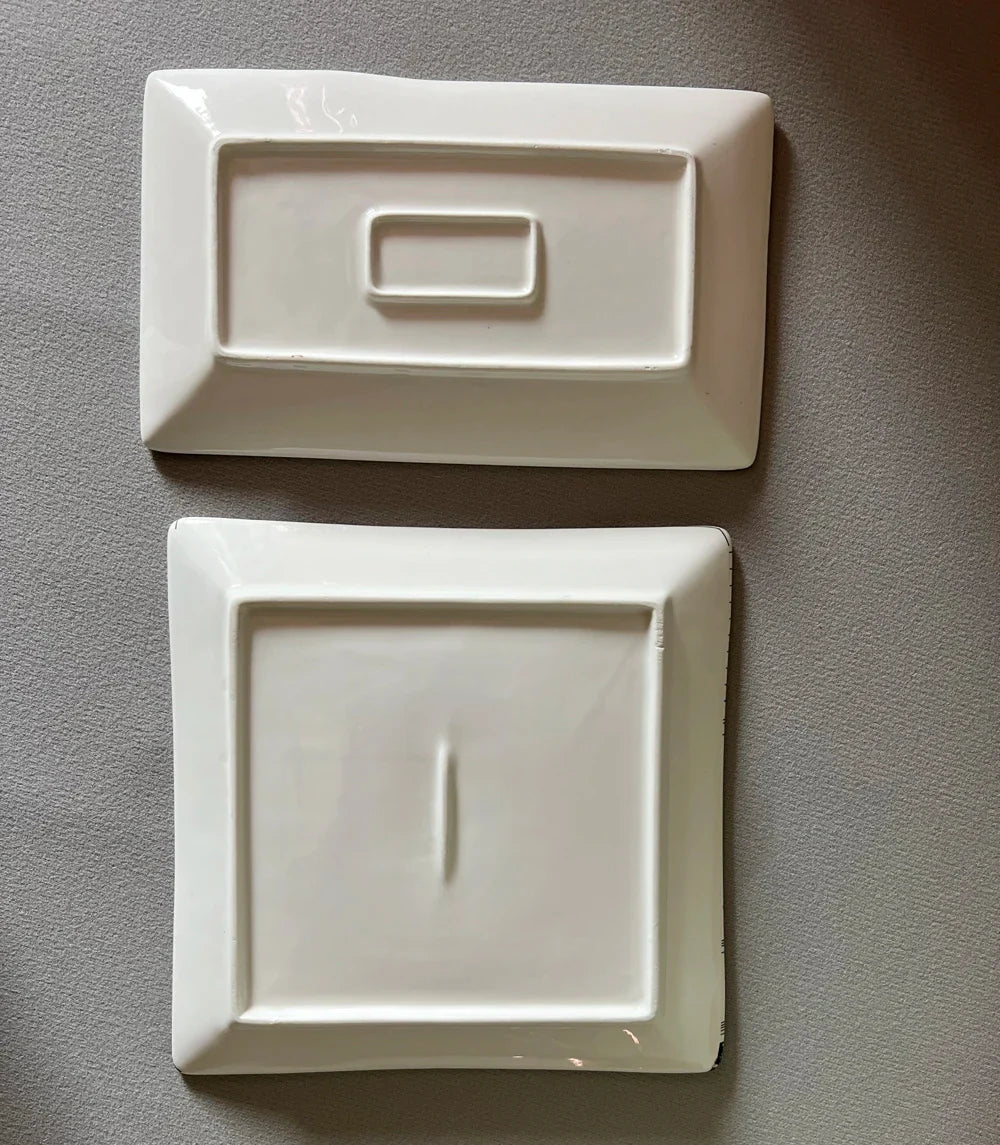 Handmade Ceramic Neuschwanstein Castle Building Rectangle Plate | Bowlift
