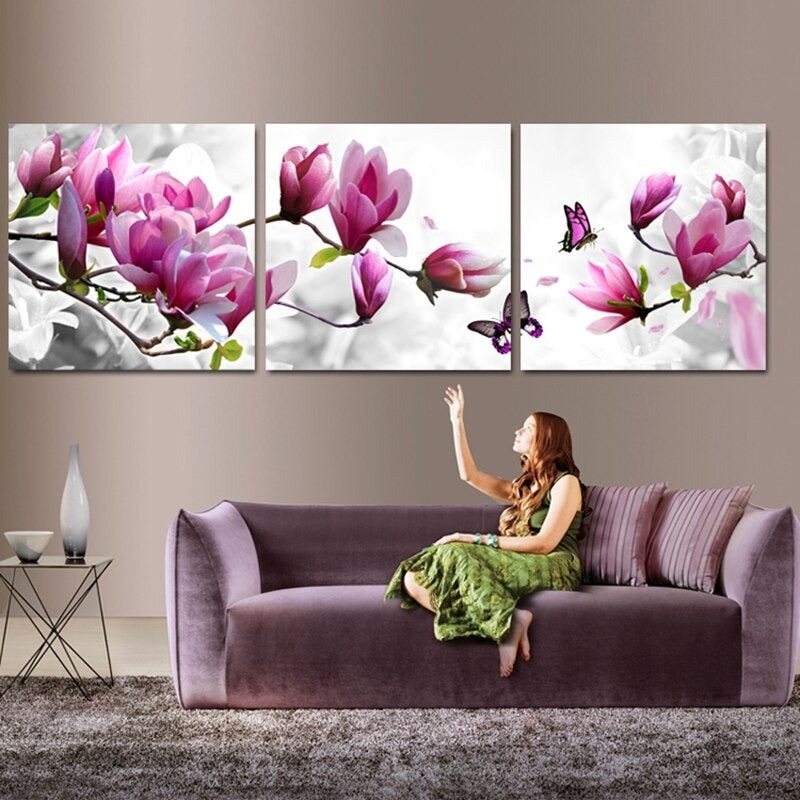 Purple & Pink Tulip Flower - Canvas Wall Art Paintings | Bowlift