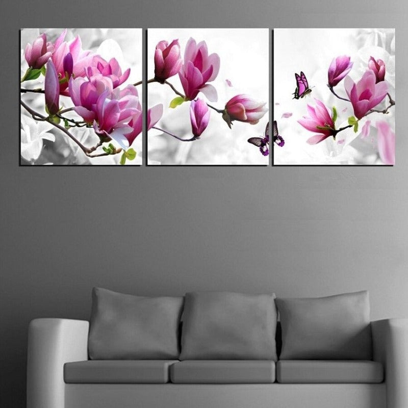 Purple & Pink Tulip Flower - Canvas Wall Art Paintings | Bowlift
