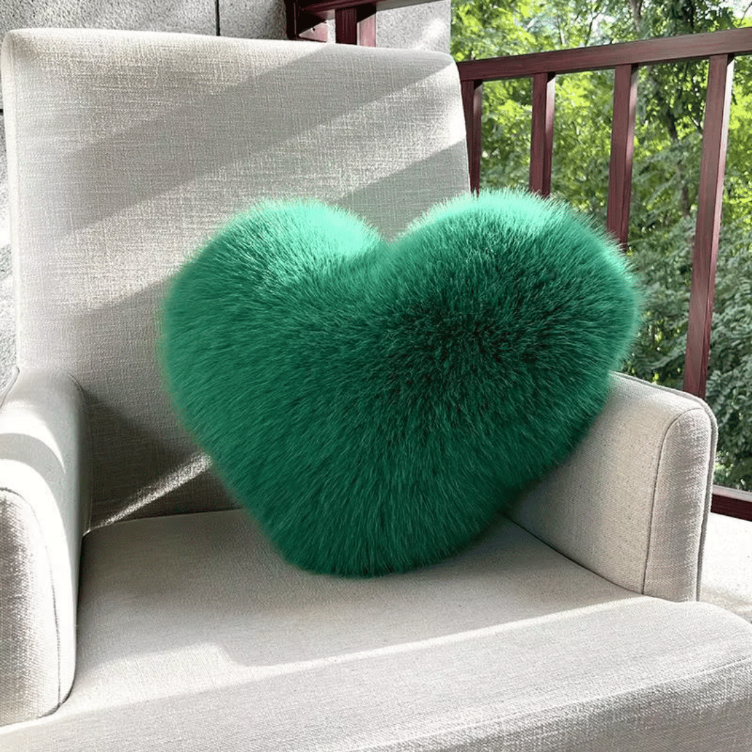 BowLift | HEARTLUX – Soft Faux Fur Heart Pillow for Modern Home Decor
