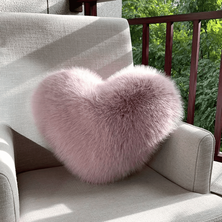 BowLift | HEARTLUX – Soft Faux Fur Heart Pillow for Modern Home Decor