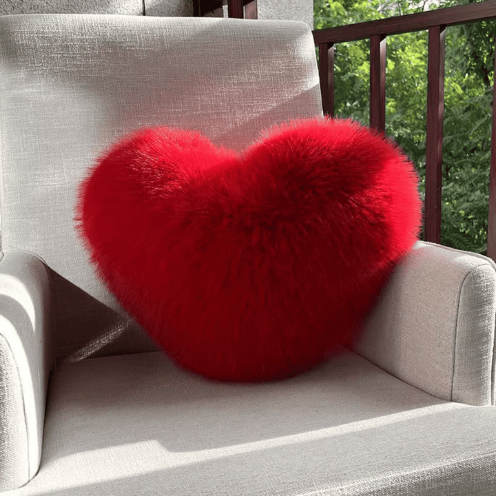 BowLift | HEARTLUX – Soft Faux Fur Heart Pillow for Modern Home Decor