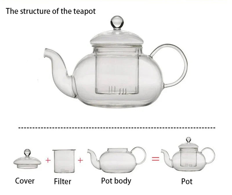 Heat Resistant Glass Tea Pot Glass Teapot with Infuser Tea Pot Set | Bowlift