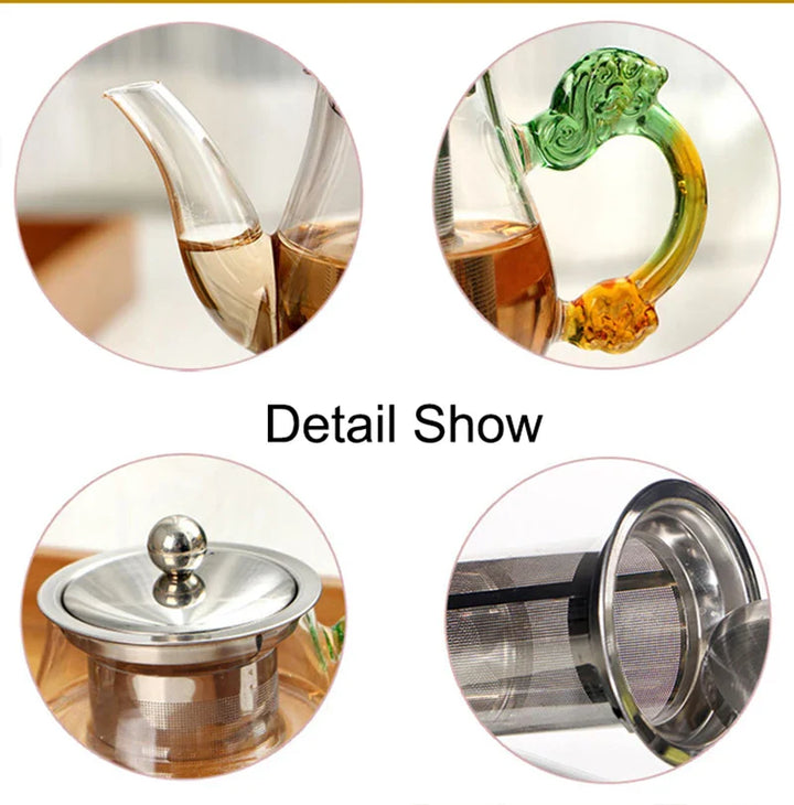 Heat Resistant Glass Tea Pot with Stainless Steel Infuser Glass Kettle | Bowlift