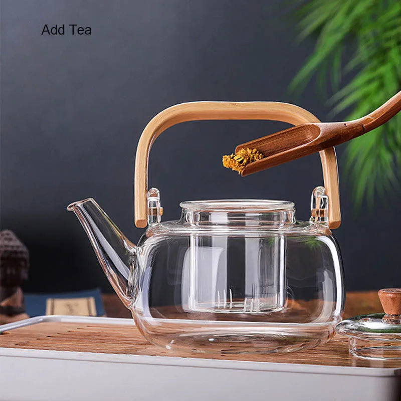 Heat-Resistant Glass Teapot with Container Ceramic Teapot Holder Base | Bowlift