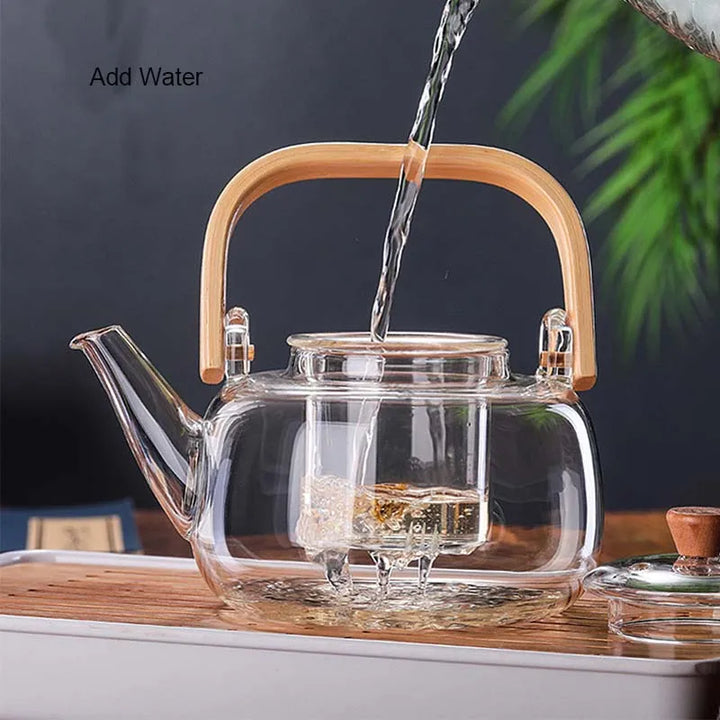 Heat-Resistant Glass Teapot with Container Ceramic Teapot Holder Base | Bowlift