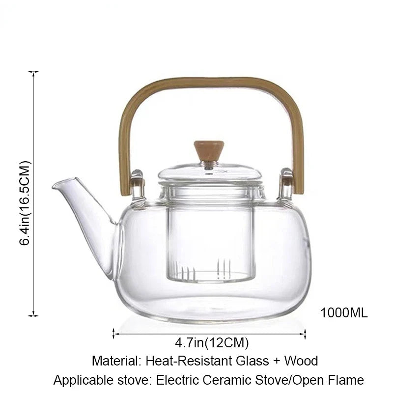 Heat-Resistant Glass Teapot with Container Ceramic Teapot Holder Base | Bowlift