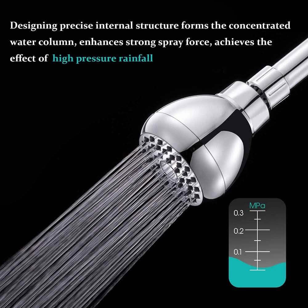 BowLift | High Pressure Showerhead 3" Anti-Clog Anti-Leak Fixed with Adjustable Swivel Ball Joint Made of Brass