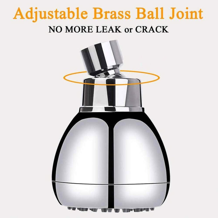 BowLift | High Pressure Showerhead 3" Anti-Clog Anti-Leak Fixed with Adjustable Swivel Ball Joint Made of Brass
