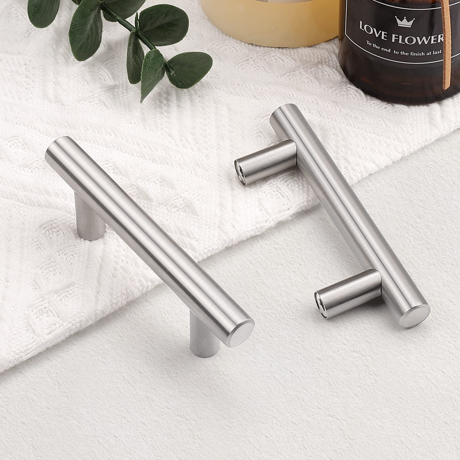BowLift | Brushed Nickel Modern Stainless Steel Drawer Hardware T-Bar Handles