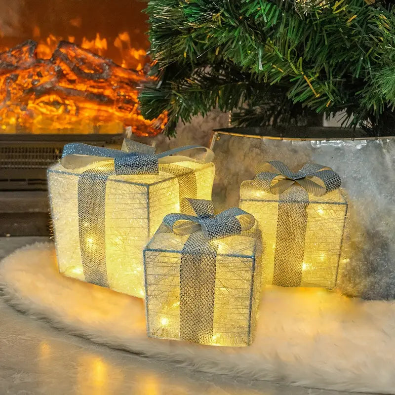 BowLift | GlowBox – LED Gift Boxes Set for Christmas Decoration (3 Pieces)