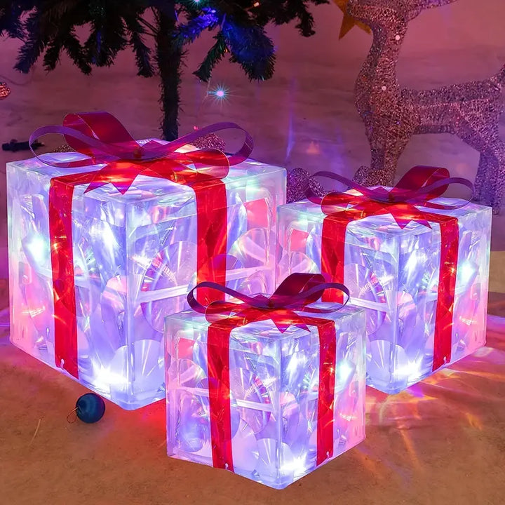 BowLift | GlowBox – LED Gift Boxes Set for Christmas Decoration (3 Pieces)
