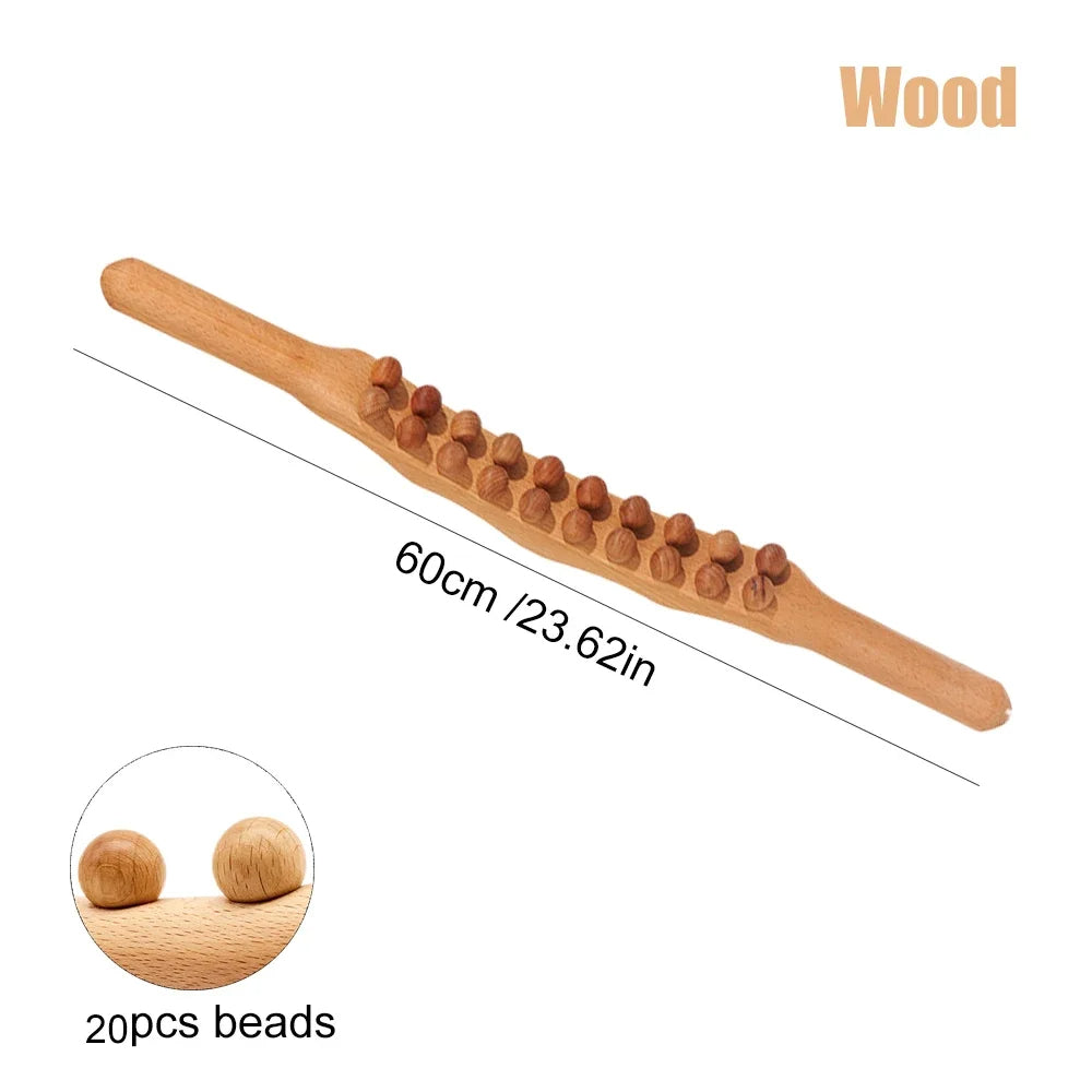 BowLift | WoodRelax Gua Sha Massage Stick – 60 cm Massage Tool Made of Natural Wood for Deep Muscle Relaxation