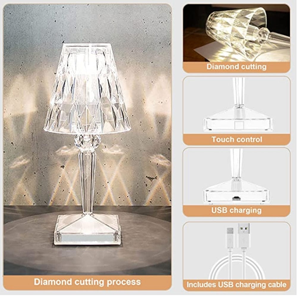 BowLift | CrystaLamp - LED Table Lamp made of Diamond Crystal