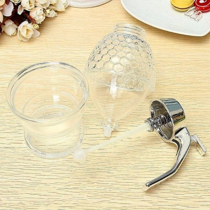 BowLift | Drip Free Honey Dispenser with Honeycomb Design – 200 ml Plastic