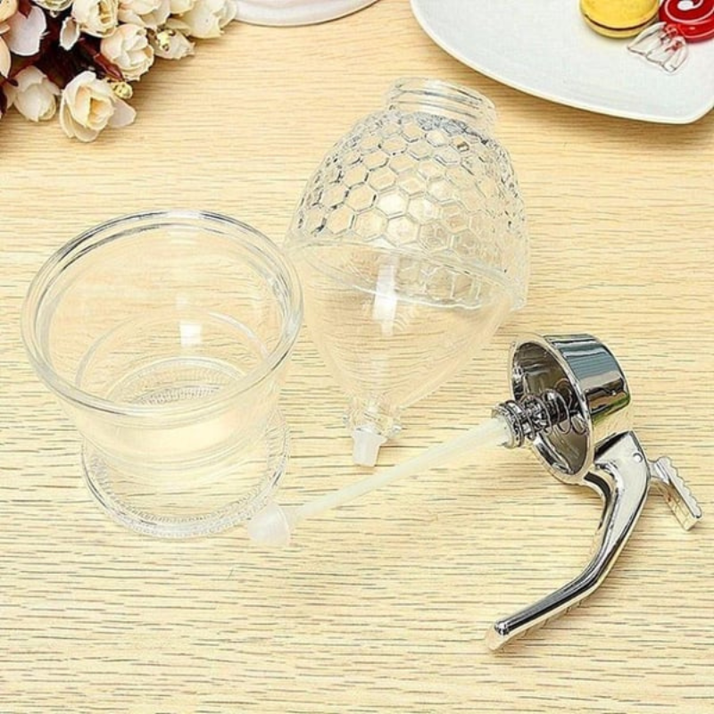 Drip-free honey dispenser with hive design – 200 ml plastic | Bowlift