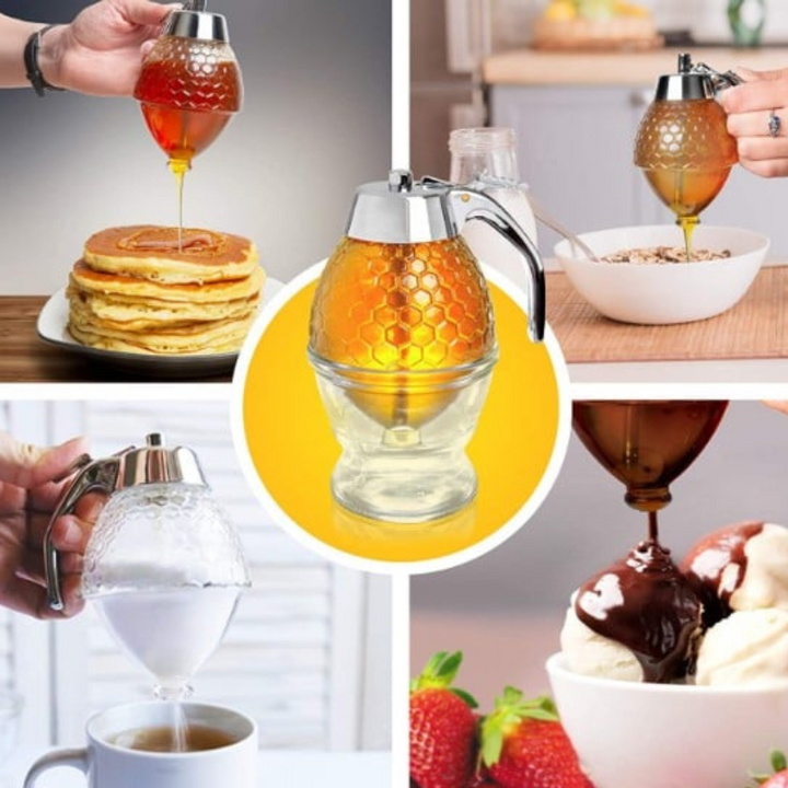 Drip-free honey dispenser with hive design – 200 ml plastic | Bowlift