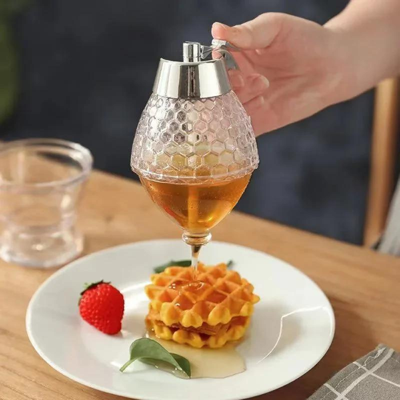 Drip-free honey dispenser with hive design – 200 ml plastic | Bowlift