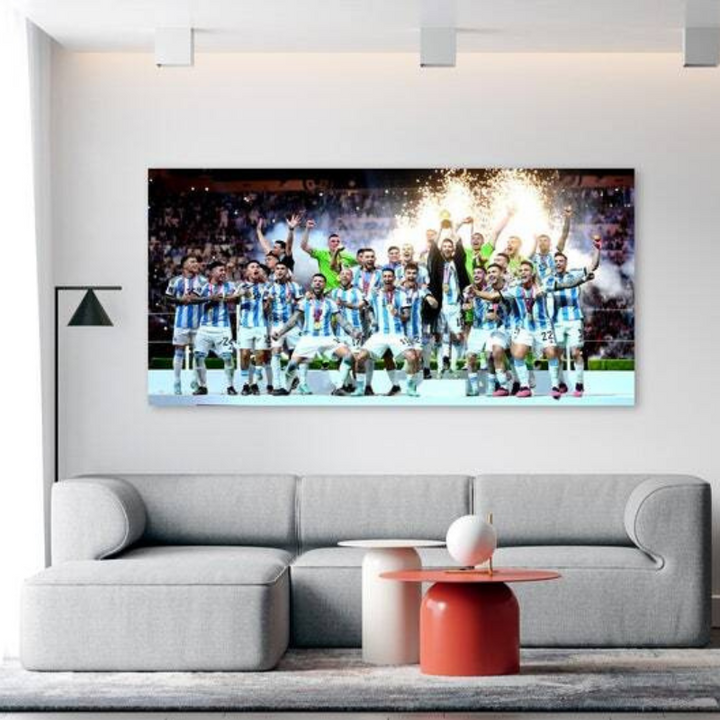Argentina National Football Team, Messi Holding World Cup Celebration Wall Art | Bowlift