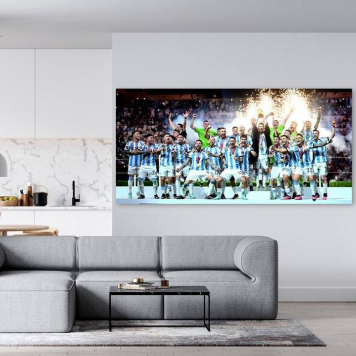 Argentina National Football Team, Messi Holding World Cup Celebration Wall Art | Bowlift