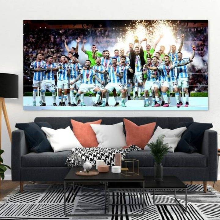 Argentina National Football Team, Messi Holding World Cup Celebration Wall Art | Bowlift