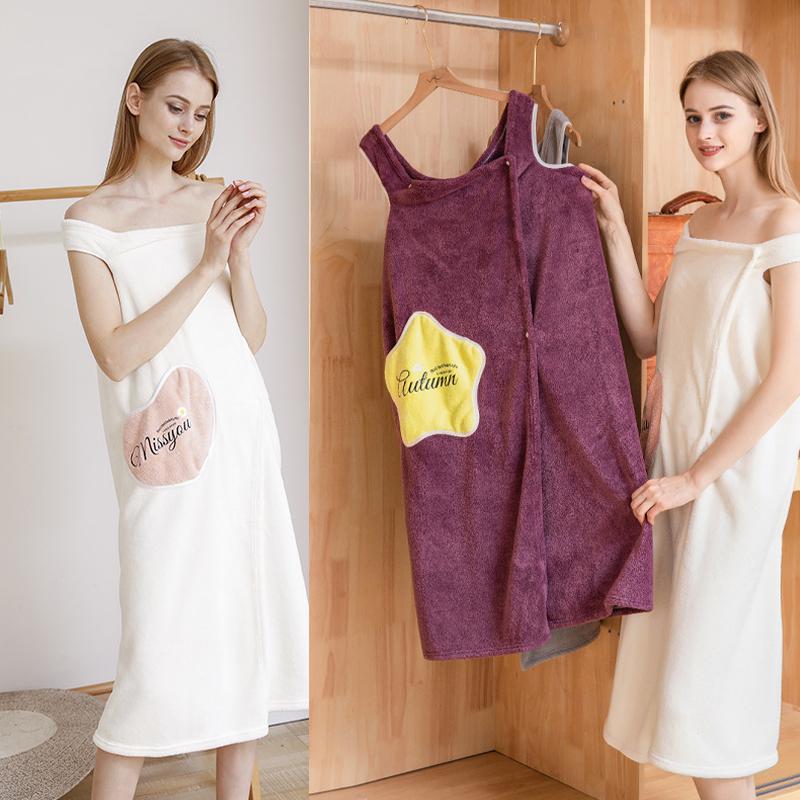 Women Quick Dry Wearable Microfiber plush Bathrobes | Bowlift