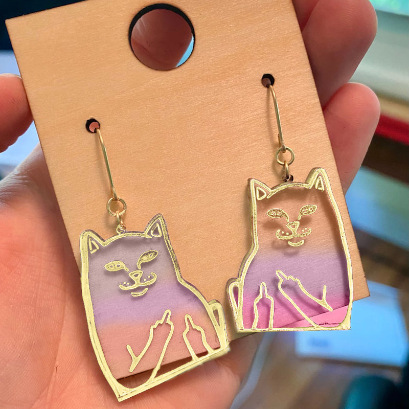 BowLift | Fun Cat Earrings with Middle Finger