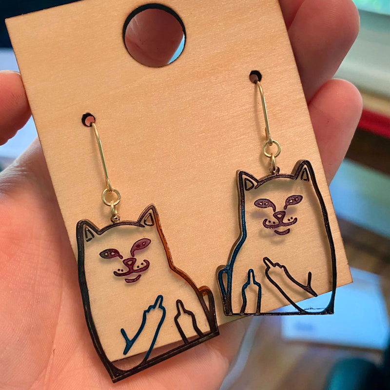 BowLift | Fun Cat Earrings with Middle Finger
