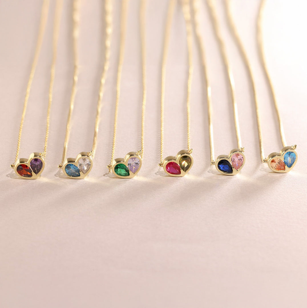BowLift | Forever Linked Birthstone Heart Necklace & Bracelet