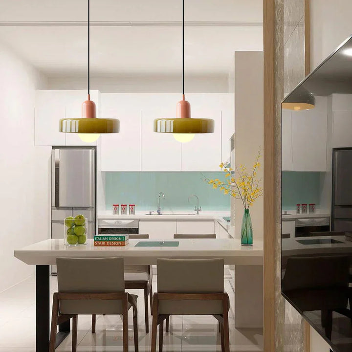 Scandinavian Pendant Light for Living Room and Dining Room – Minimalist Design with AdjustaBowlifte Height – Glass | Bowlift