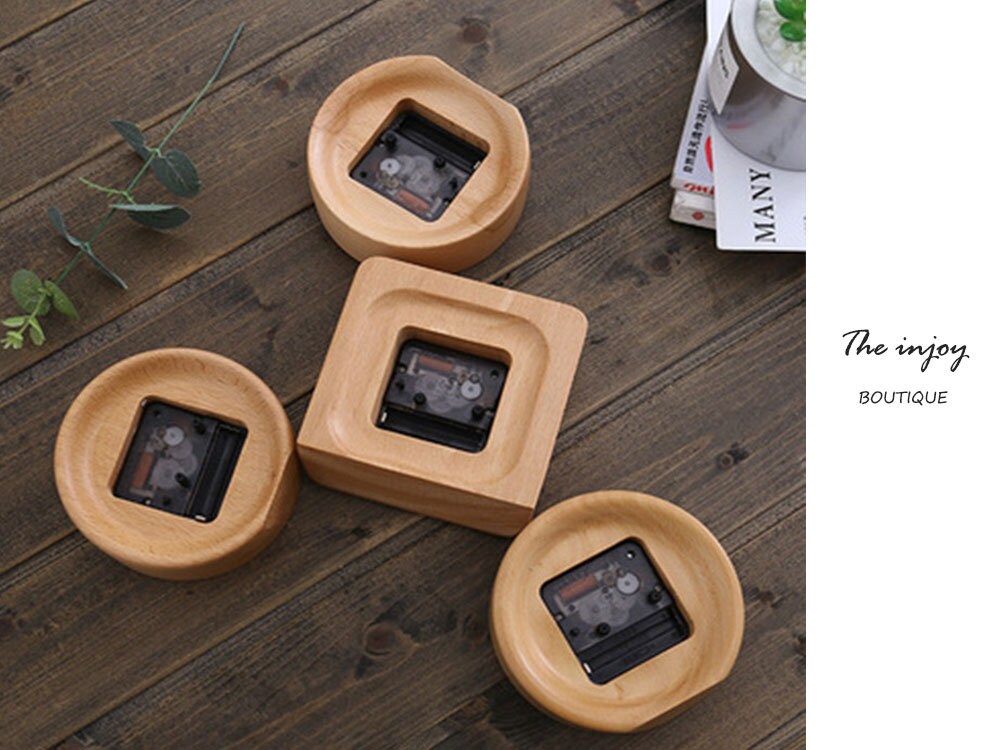 BowLift | Beech Wood Alarm Clock Small, No Screen Minimalist Desk Clock, Nightstand Clock, Gift for Him