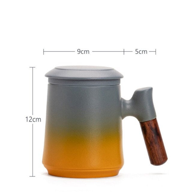 BowLift | Japanese Ceramic Tea Mug Set with Tea Strainer and Lid, Handmade