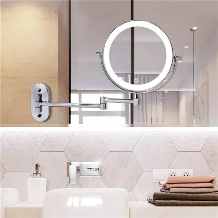 BowLift | LED Wall Mirror with Chrome Frame and Magnifier