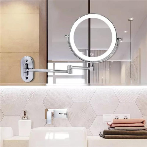 BowLift | LED Wall Mirror with Chrome Frame and Magnifier