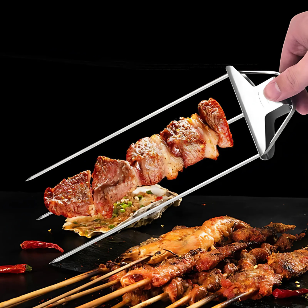 BowLift | Stainless Steel BBQ Skewers Triple Grill Tool