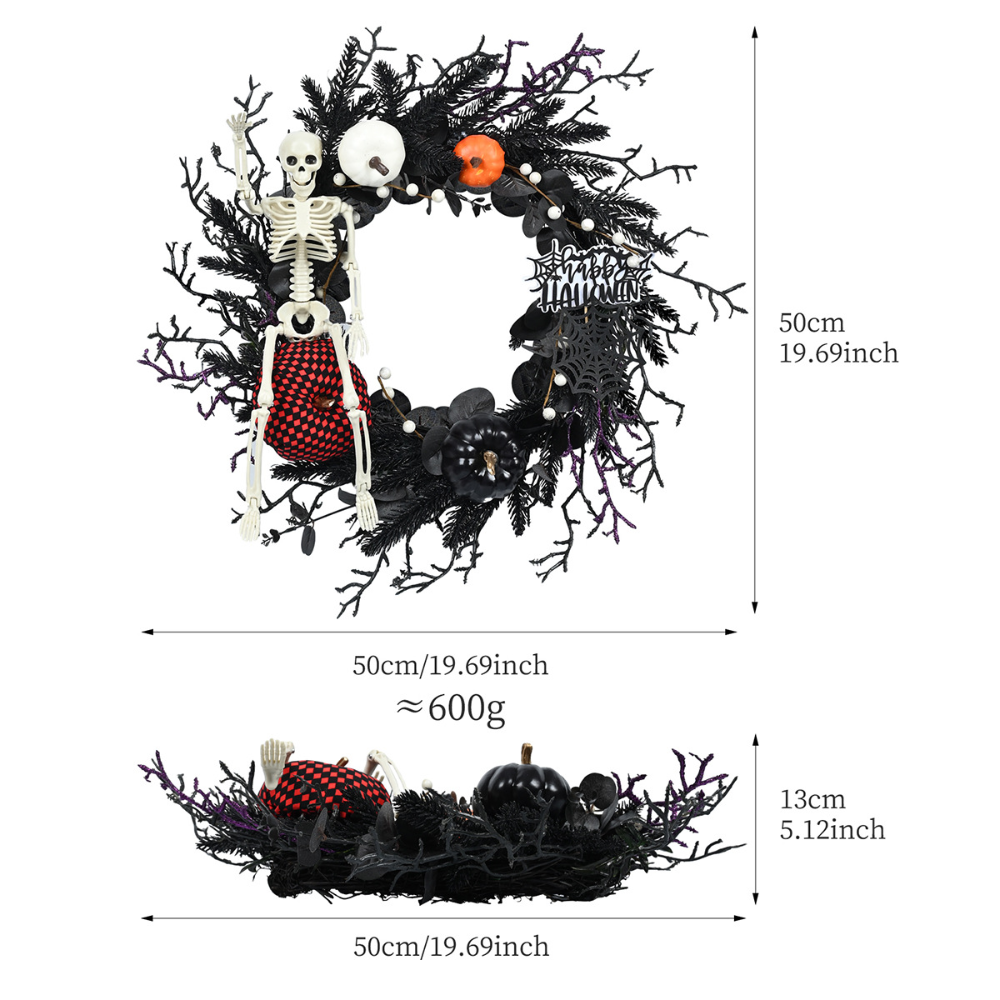 BowLift | Halloween Gothic Floral Spiderweb Wreath | Spooky Door Decor