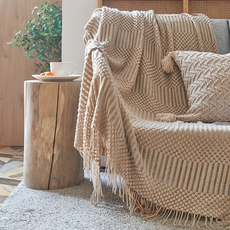 BowLift | Sofa Throw Knitted Cotton Decorative Blanket