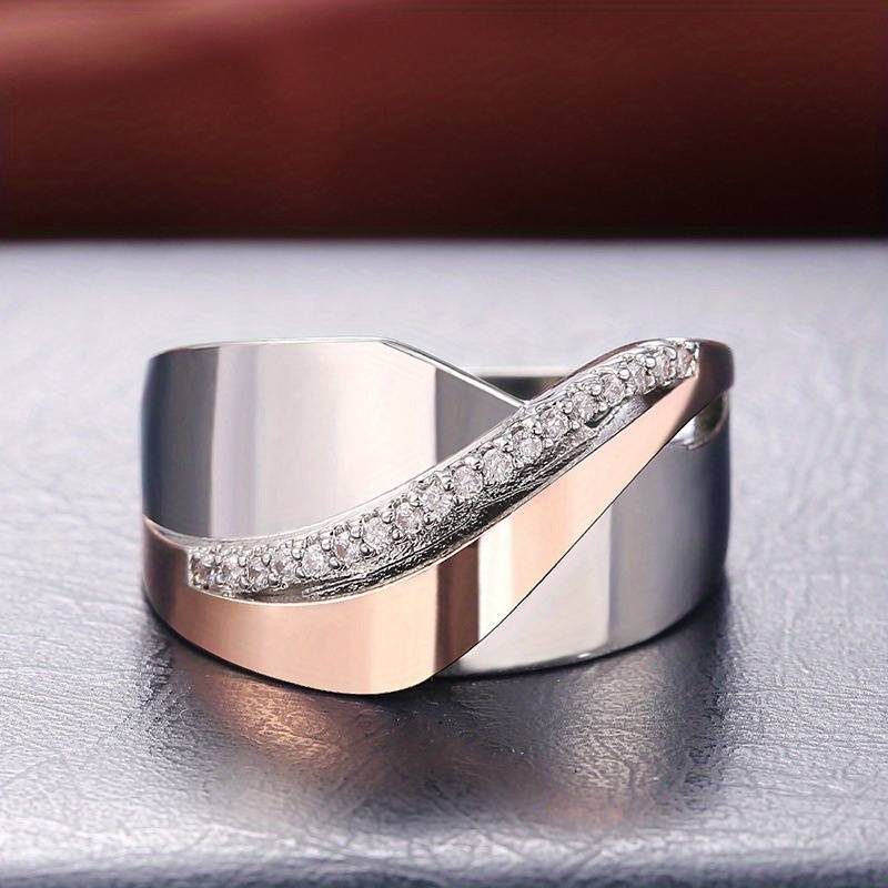 Elegant Vintage Zirconia Ring in Rose Gold and Silver - Elviana Bowlift