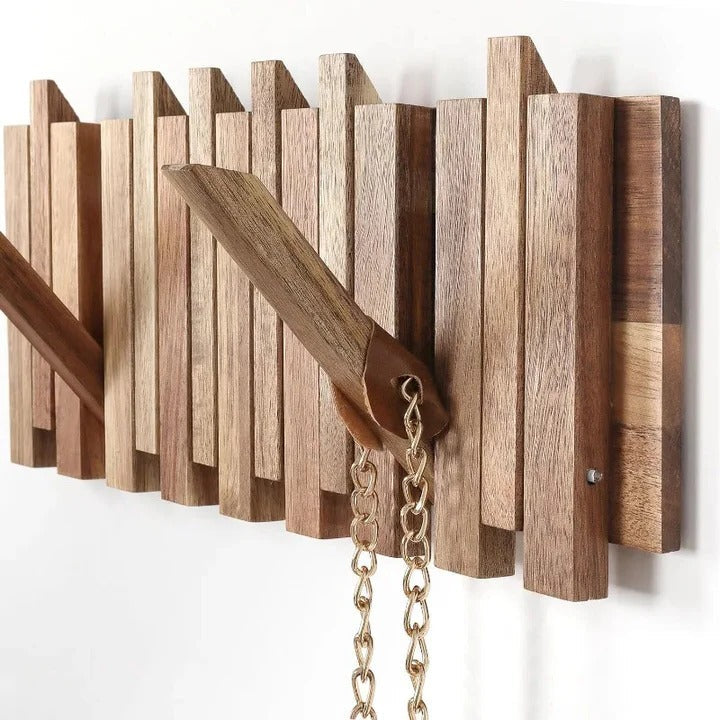 BowLift | Rustic Wall-Mounted Coat Rack with 8 Flip Hooks