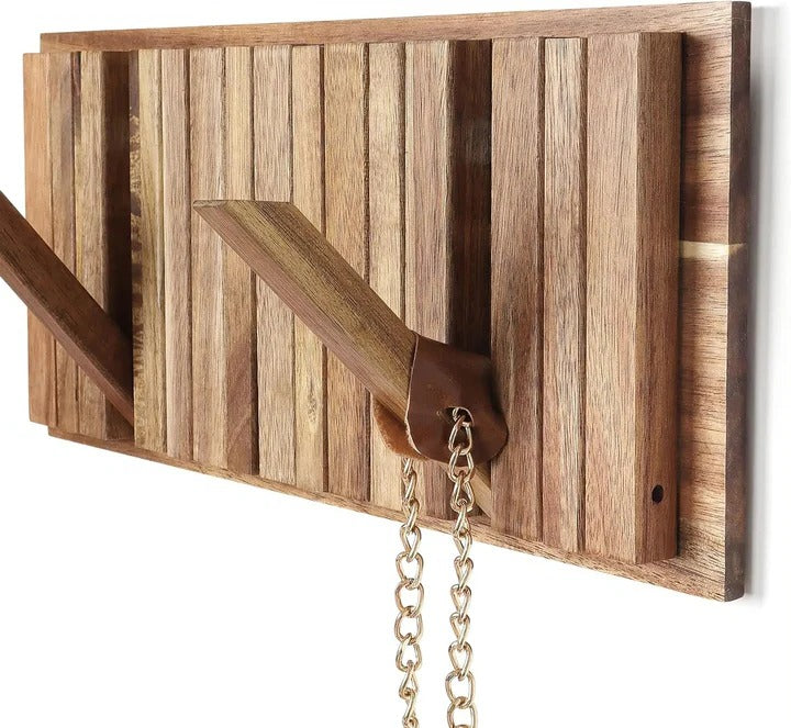 BowLift | Rustic Wall-Mounted Coat Rack with 8 Flip Hooks
