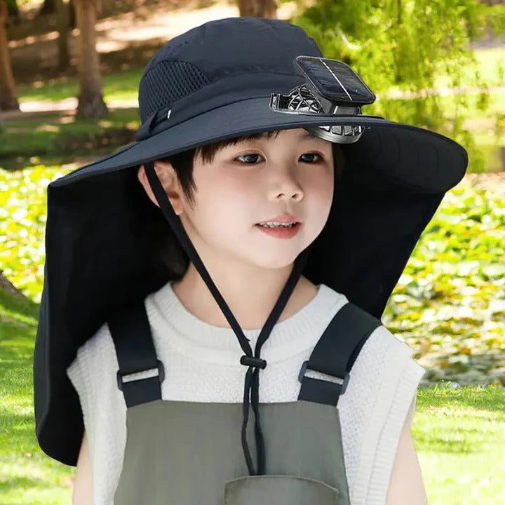 Adjustable Kids Solar Fan Hat | Bowlift