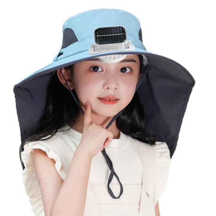 Adjustable Kids Solar Fan Hat | Bowlift